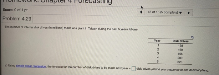 Score: 0 of 1 pt 13 of 15 (5 complete) Problem
