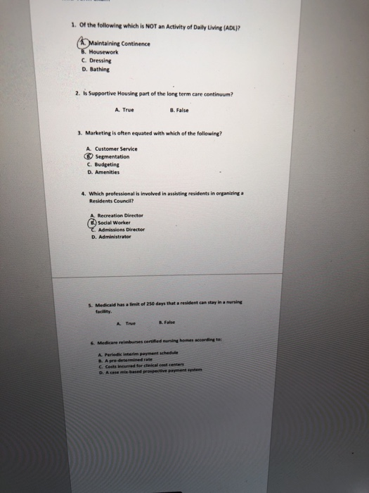 1. Of the following which is NOT an Activity of