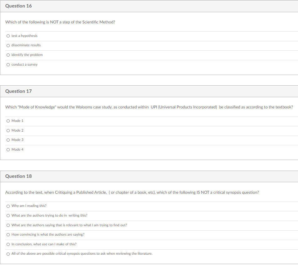 Question 10 1 pts Most research in an