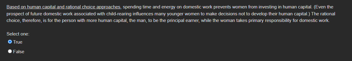 true or flase Based on human capital and rational