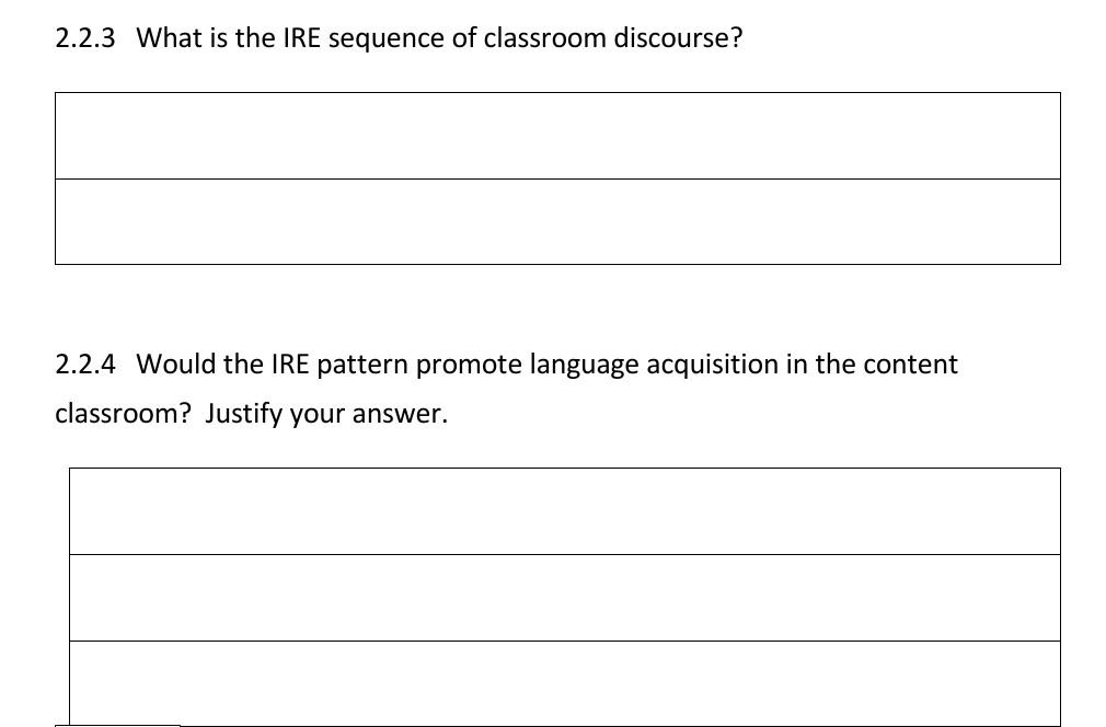 please help 2.2.3 What is the IRE sequence of