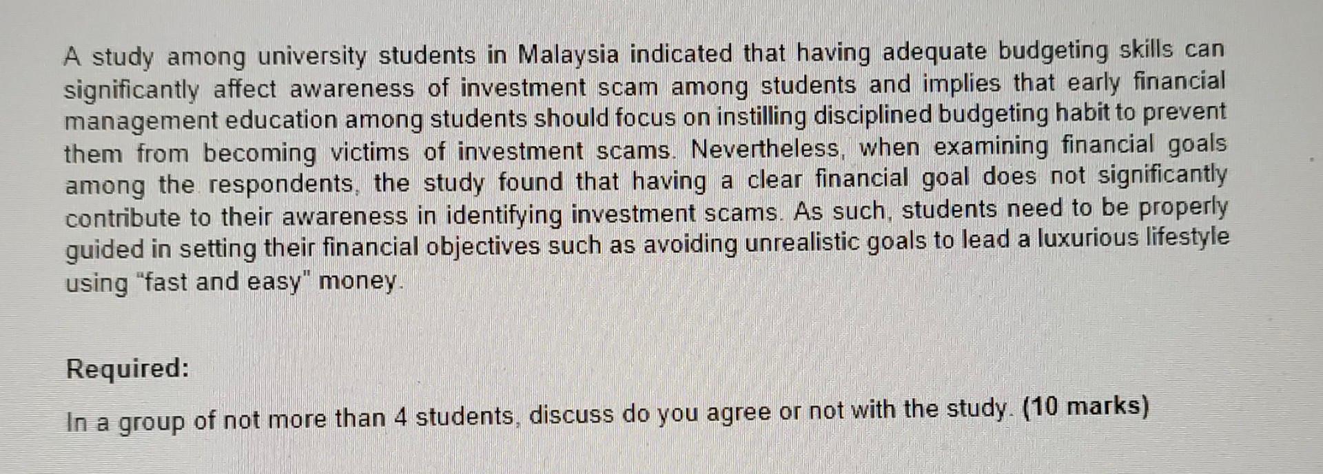A study among university students in Malaysia
