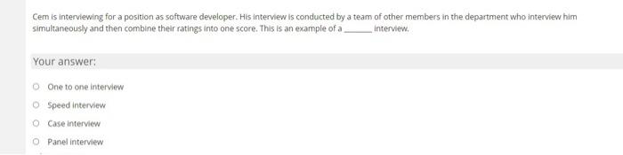 Human resources question Cem is interviewing for