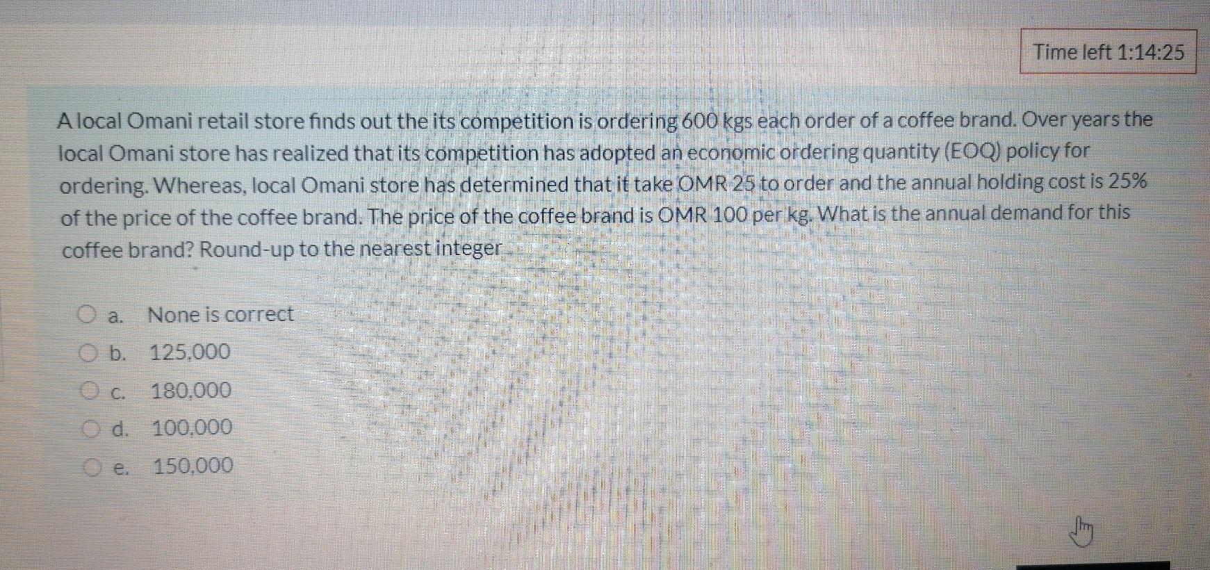 Time left 1:14:25 A local Omani retail store