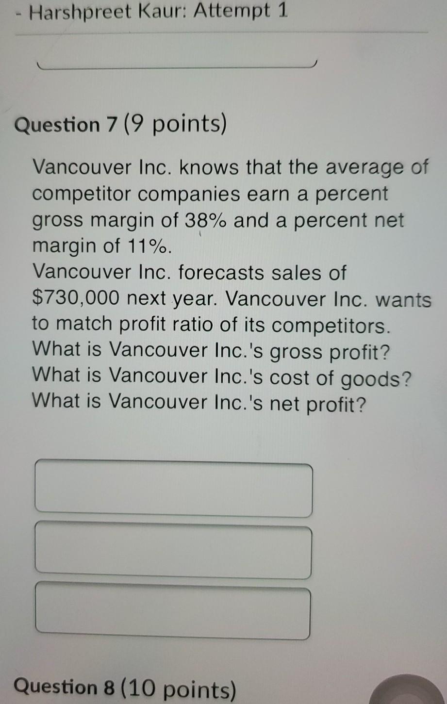 - Harshpreet Kaur: Attempt 1 Question 7 (9