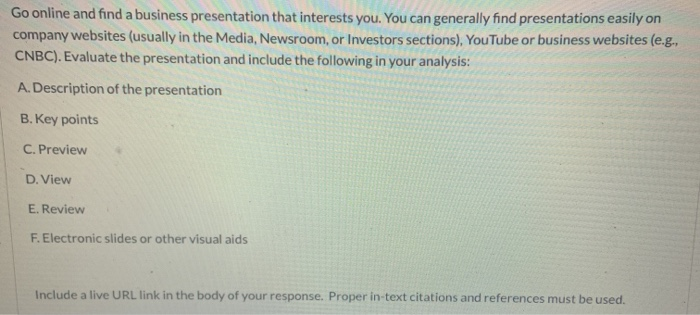 Go online and find a business presentation that