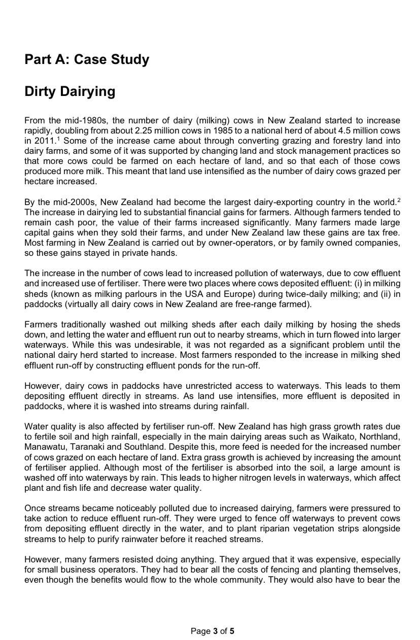 Part A: Case Study Dirty Dairying From the