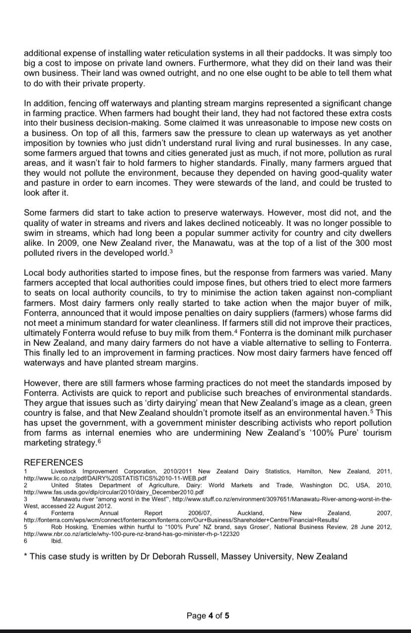 Part A: Case Study Dirty Dairying From the