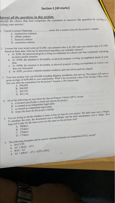 Section-1 [40 marks] Answer all the questions in