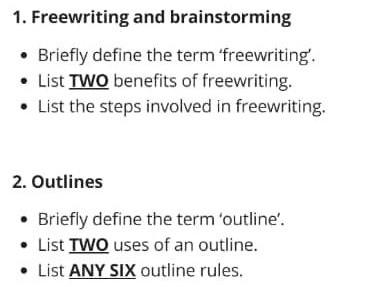 1. Freewriting and brainstorming Briefly define