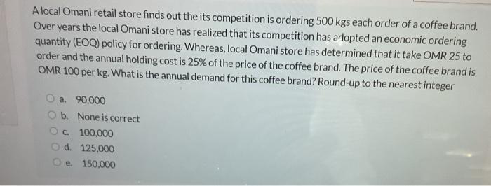 7. A local Omani retail store finds out the its