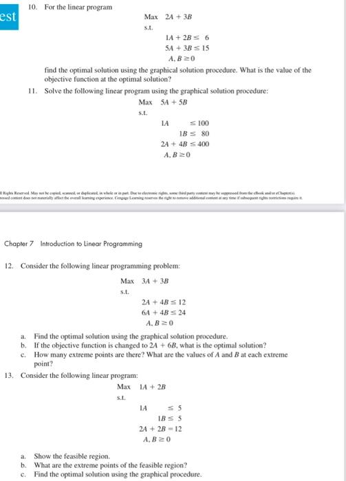 1For the linear program Max 2A 1 3B s.t. 1A12B# 6