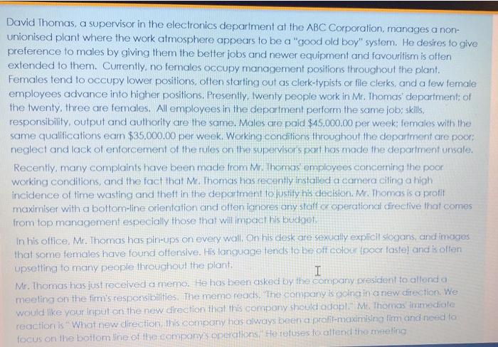 David Thomas, a supervisor in the electronics