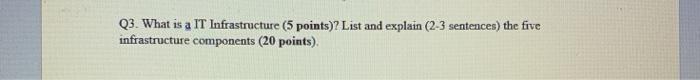 Q3. What is a IT Infrastructure (5 points)? List