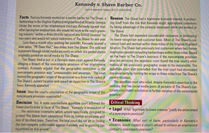 Kennedy v. Shave Barber Co. Facts Petricia