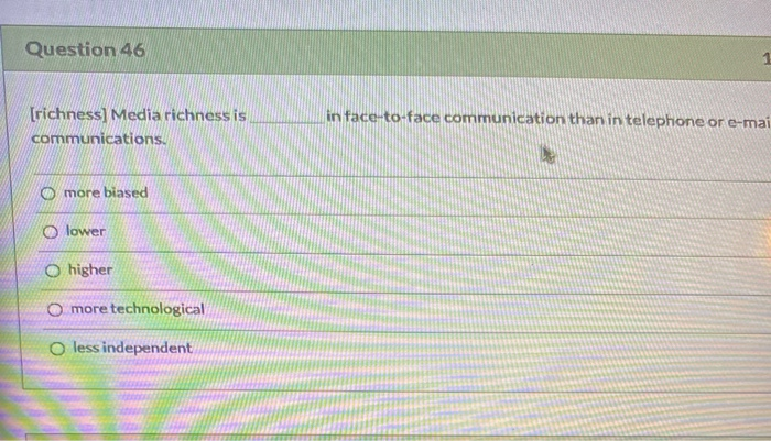 Question 46 in face-to-face communication than in