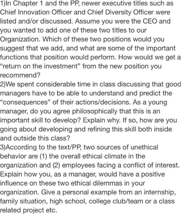 Please answer all three questions. Thank you!