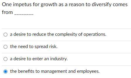 One impetus for growth as a reason to diversify