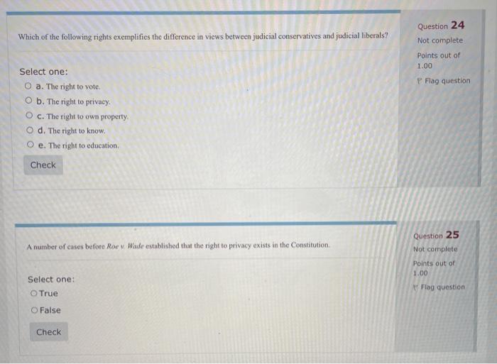 Question 24 Which of the following rights