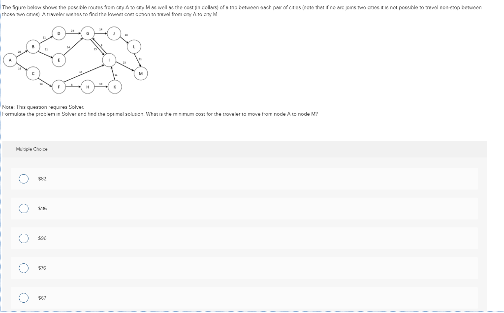 The figure below shows the possible routes from