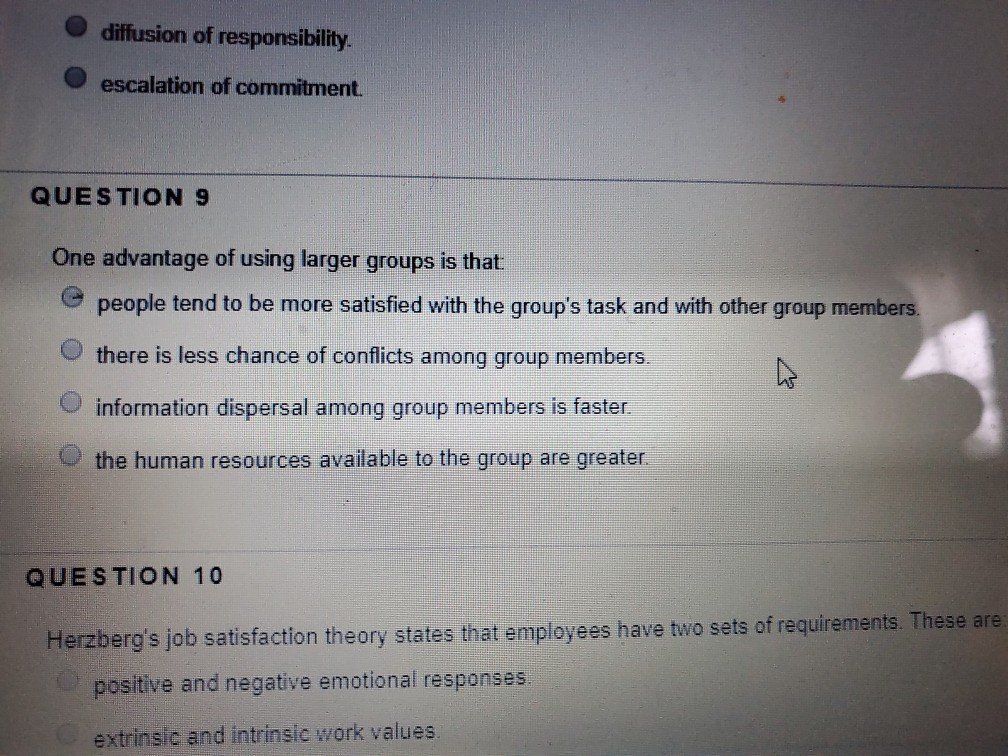 diffusion of responsibility. escalation of