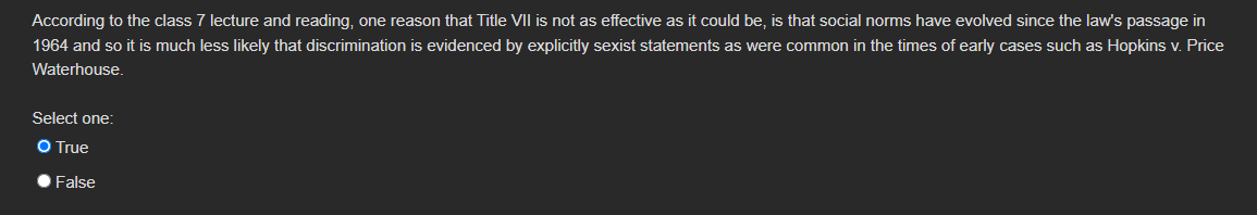 true or false According to the class 7 lecture