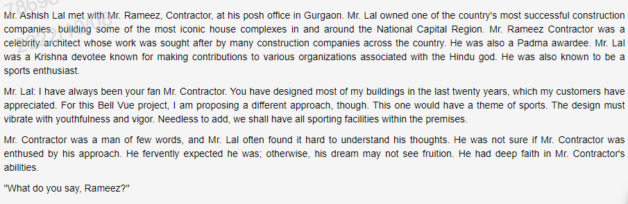 Mr. Ashish Lal met with Mr. Rameez, Contractor,