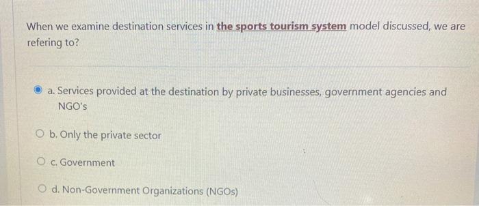 When we examine destination services in the