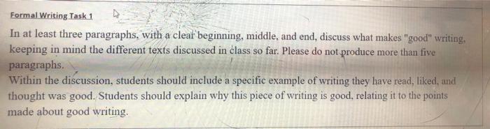 Formal Writing Task 1 In at least three