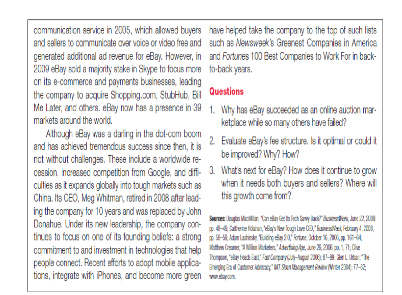 2002 Mini Case study: EBAY registered and 90