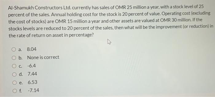 Al-Shamukh Constructors Ltd. currently has sales