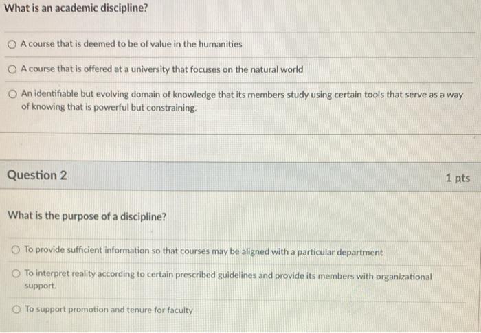 What is an academic discipline? A course that is