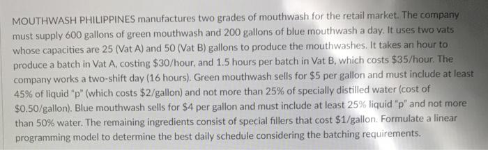 MOUTHWASH PHILIPPINES manufactures two grades of