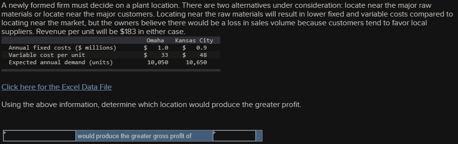 A newly formed firm must decide on a plant