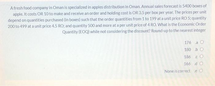 A fresh food company in Oman is specialized in