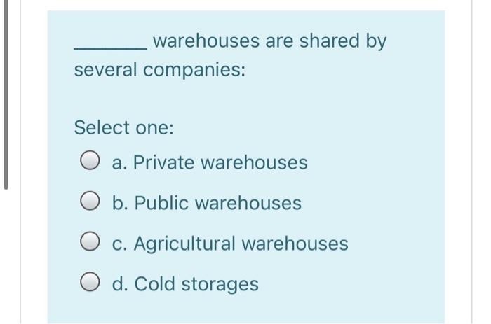 warehouses are shared by several companies: