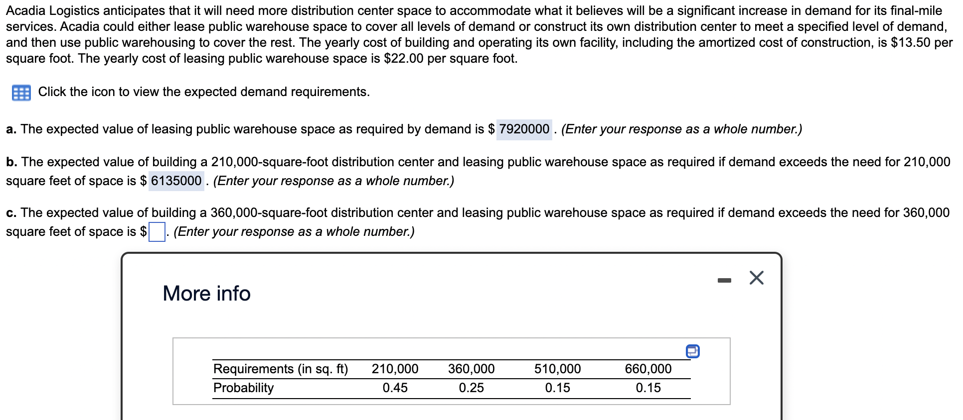 Acadia Logistics anticipates that it will need