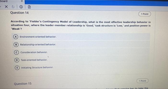 board - X o lo Question 14 1 Point According to