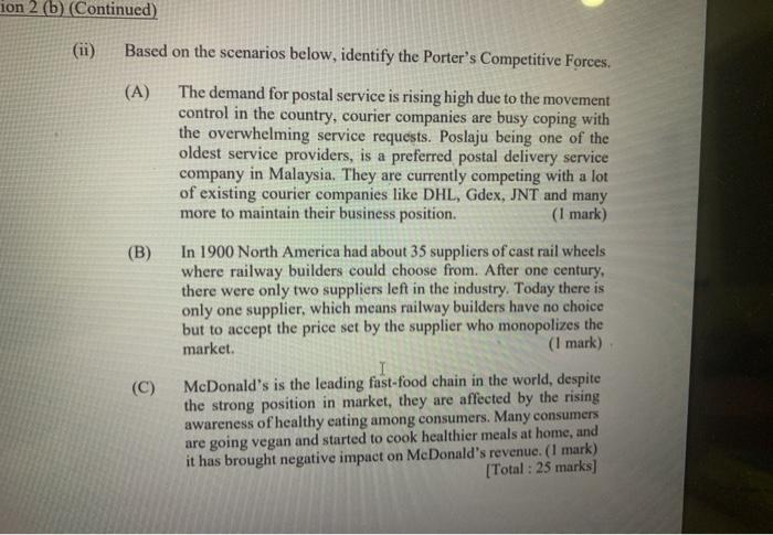 ion 2 (b) (Continued) Based on the scenarios