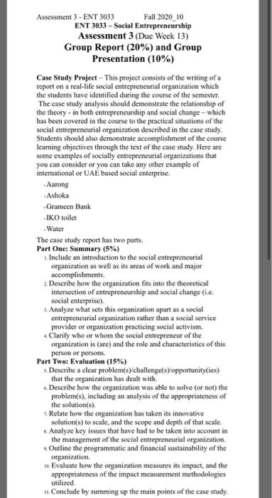 topic about aarong Rubric for Assessment 3 ENT