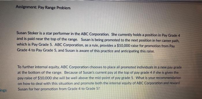 Assignment: Pay Range Problem Susan Stoker is a