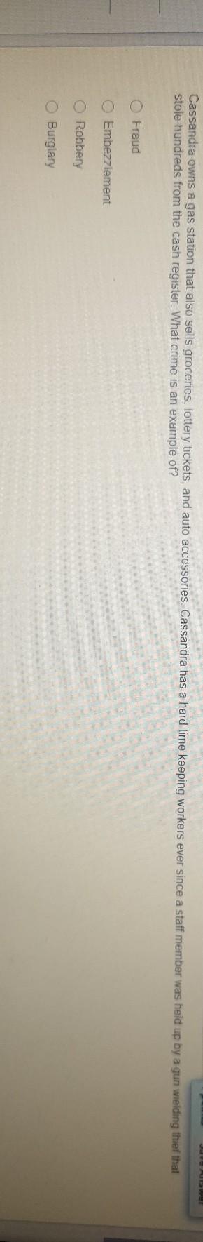 JUVES Cassandra owns a gas station that also