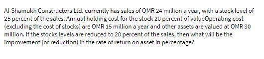 Al-Shamukh Constructors Ltd. currently has sales