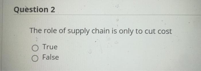 Question 2 The role of supply chain is only to