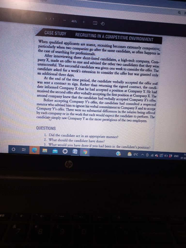 46% CASE STUDY RECRUITING IN A COMPETITIVE