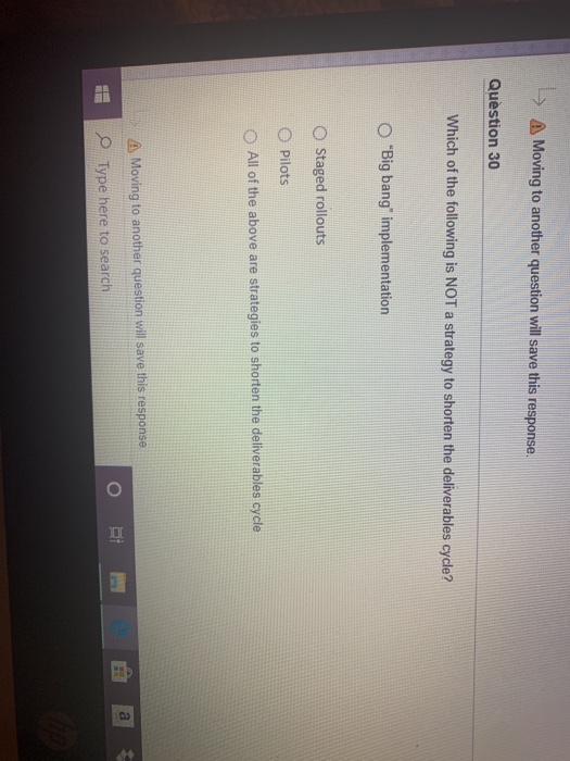 > A Moving to another question will save this