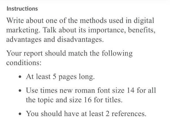 Instructions Write about one of the methods used