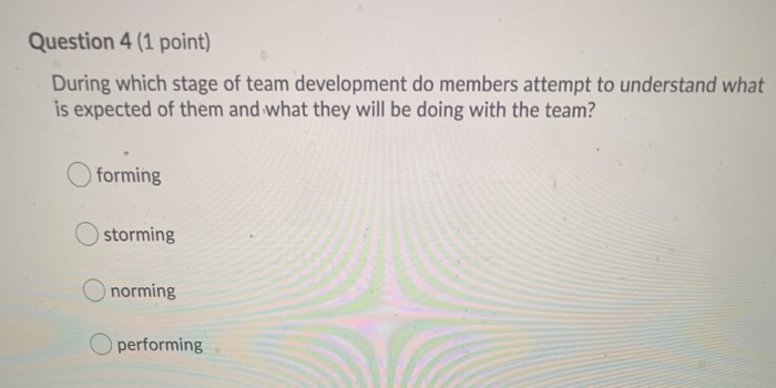 What is the correct option? Question 4 (1 point)