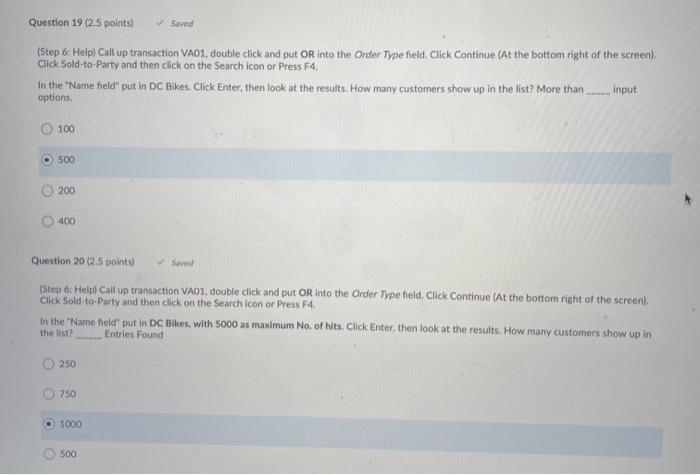 SAP Navigation Saved Question 19 (2.5 points