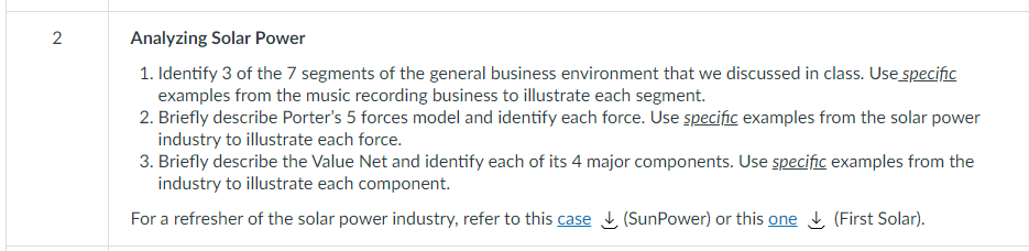 N Analyzing Solar Power 1. Identify 3 of the 7